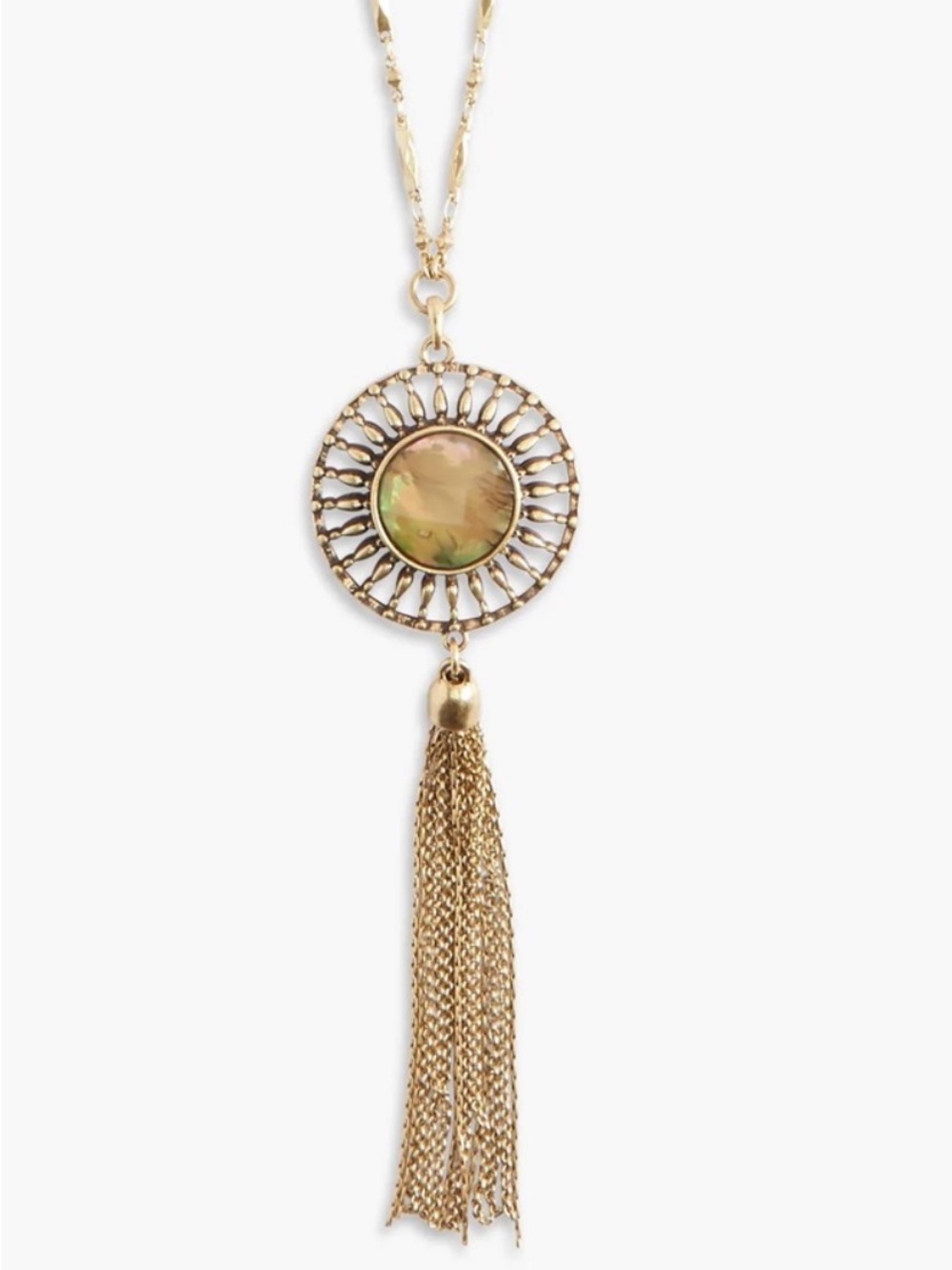 Lucky Brand Gold Fringe Reversible Pendant Necklace